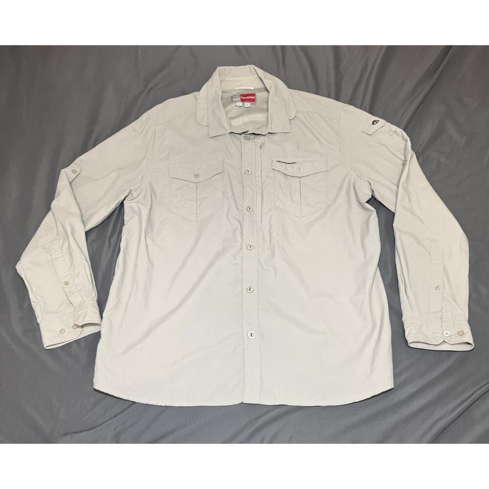 Craghoppers NosiLife Ripstop Shirt Mens XL Beige Insect Shield Vented Hiking L/S